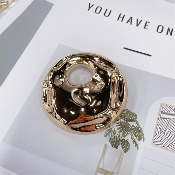 Vintage Geometric Brooch for Women and Men Chunky Hollow Round Disc Pin Jewelry - Picture 4 of 6